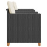 Conjunto de bistrô com almofadões 3 pcs vime PE e acácia preto 4