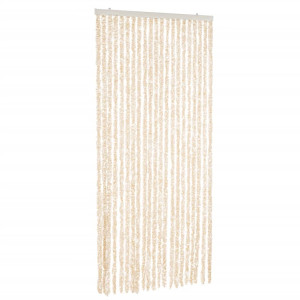 Cortina anti-insetos 100x220 cm chenille bege e branco H