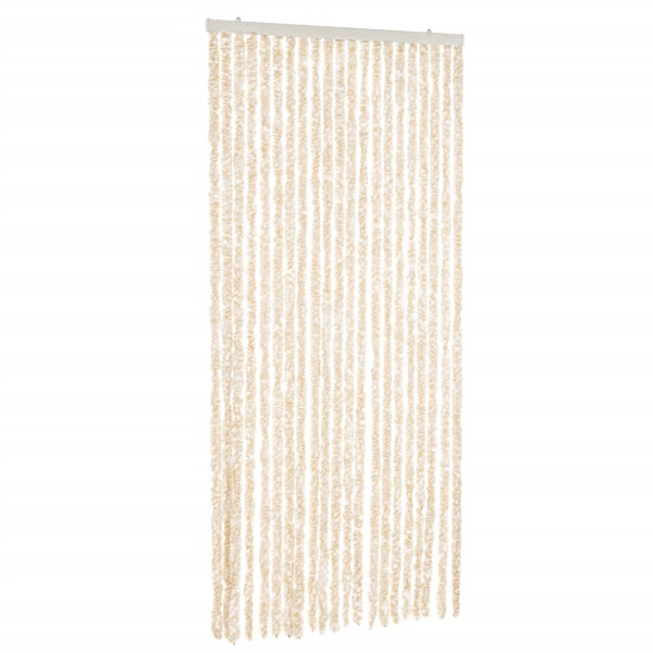Cortina anti-insetos 100x220 cm chenille bege e branco M 2