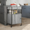 Carrito de cocina madera ingeniería gris Sonoma 56x43x89.5 cm 4