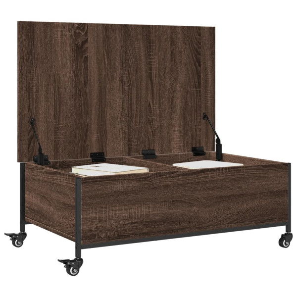 Mesa de centro con ruedas madera ingeniería marrón 91x55x34 cm M 5
