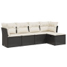 Set de muebles de jardín 5 pzas y cojines ratán sintético negro 2