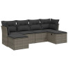 Set de muebles de jardín 6 pzas y cojines ratán sintético gris 2