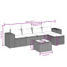 6 pcs conjunto sofás de jardim com almofadões vime cinzento 3