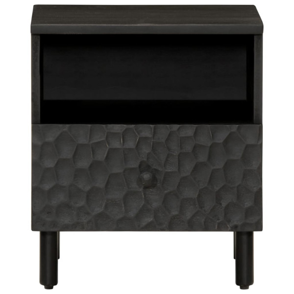 Mesita de noche de madera maciza de mango negra 40x33x46 cm M 3