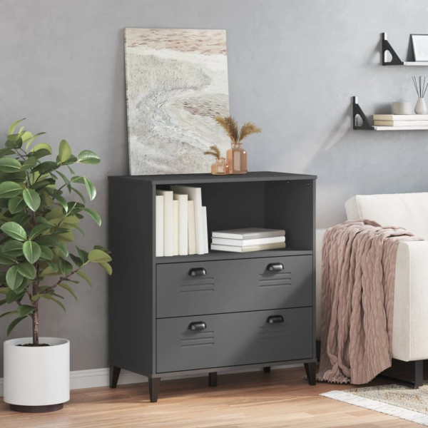 Librería VIKEN madera maciza de pino gris antracita 80x40x90 cm M 3