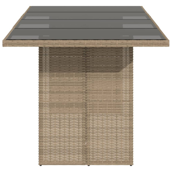 Mesa de jardín superficie de vidrio ratán PE beige 190x80x74 cm M 4