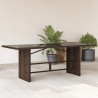 Mesa de jardim com tampo de vidro 190x80x74 cm vime PE castanho 1