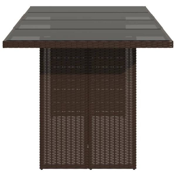 Mesa de jardim com tampo de vidro 190x80x74 cm vime PE castanho M 4