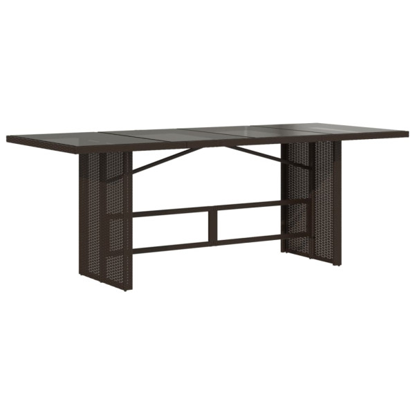 Mesa de jardín superficie de vidrio ratán PE marrón 190x80x74cm M 5