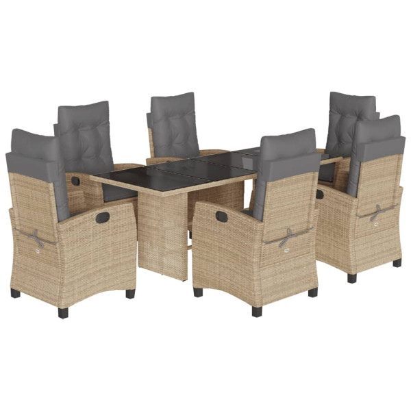 Set comedor de jardín 7 pzas con cojines ratán sintético beige M 2