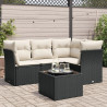 Set de muebles de jardín 5 pzas y cojines ratán sintético negro 1