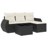 5 pcs conjunto sofás de jardim com almofadões vime PE preto 2