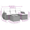 Set de muebles de jardín 5 pzas y cojines ratán sintético negro 3