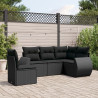 5 pcs conjunto sofás de jardim com almofadões vime PE preto 1
