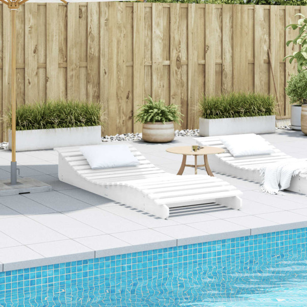 Tumbona de madera maciza de pino blanca 205x80x31.5 cm M 3