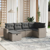 6 pcs conjunto sofás de jardim com almofadões vime cinzento 1