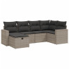 Set de muebles de jardín 6 pzas y cojines ratán sintético gris 2
