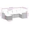 6 pcs conjunto sofás de jardim com almofadões vime cinzento 3