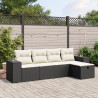 Set de muebles de jardín 5 pzas y cojines ratán sintético negro 1