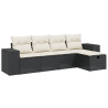 5 pcs conjunto sofás de jardim com almofadões vime PE preto 2