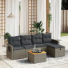 6 pcs conjunto sofás de jardim com almofadões vime cinzento 1