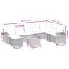 Set de muebles de jardín 9 pzas y cojines ratán sintético gris 3