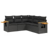 Set de muebles de jardín 5 pzas y cojines ratán sintético negro 2