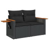 5 pcs conjunto sofás de jardim com almofadões vime PE preto 3