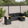 5 pcs conjunto sofás de jardim com almofadões vime PE preto 1