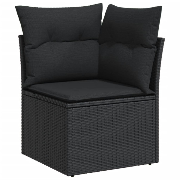 Set de muebles de jardín 5 pzas y cojines ratán sintético negro M 5