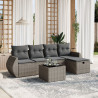 Set de muebles de jardín 6 pzas y cojines ratán sintético gris 1