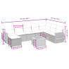 9 pcs conjunto sofás p/ jardim com almofadões vime PE cinzento 3