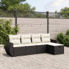5 pcs conjunto sofás de jardim com almofadões vime PE preto 1