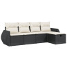 5 pcs conjunto sofás de jardim com almofadões vime PE preto 2