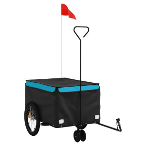 Reboque para bicicleta 30 kg ferro preto e azul H