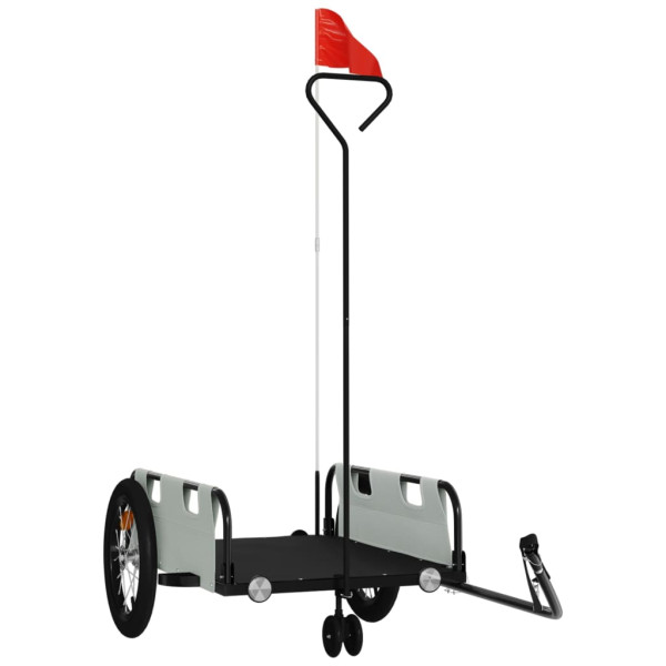 Remolque para bicicletas hierro y tela Oxford gris M 2