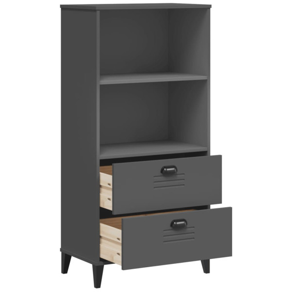 Librería VIKEN madera maciza pino gris antracita 60x35x123 cm M 5