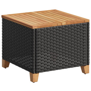 Mesa de jardim 45x45x37 cm vime PE e madeira de acácia preto H