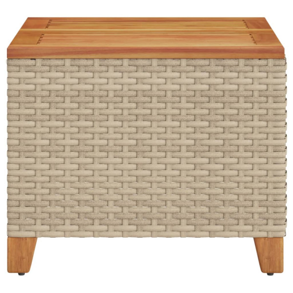 Mesa de jardín ratán sintético madera acacia beige 45x45x37 cm M 5