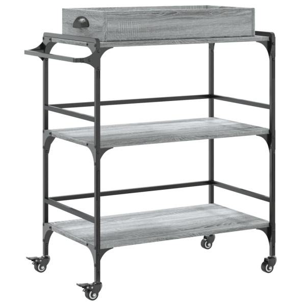 Carrito de cocina madera ingeniería gris Sonoma 81.5x41x92.5 cm M 2