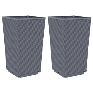 Vasos/floreiras 2 pcs 32.5x32.5x57 cm PP cinzento azul H