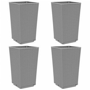 Jardineras 4 unidades PP gris claro 32.5x32.5x57 cm H