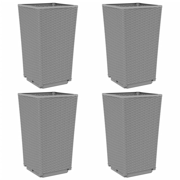 Floreiras 4 unidades PP cinza claro 32,5x32,5x57 cm M 2