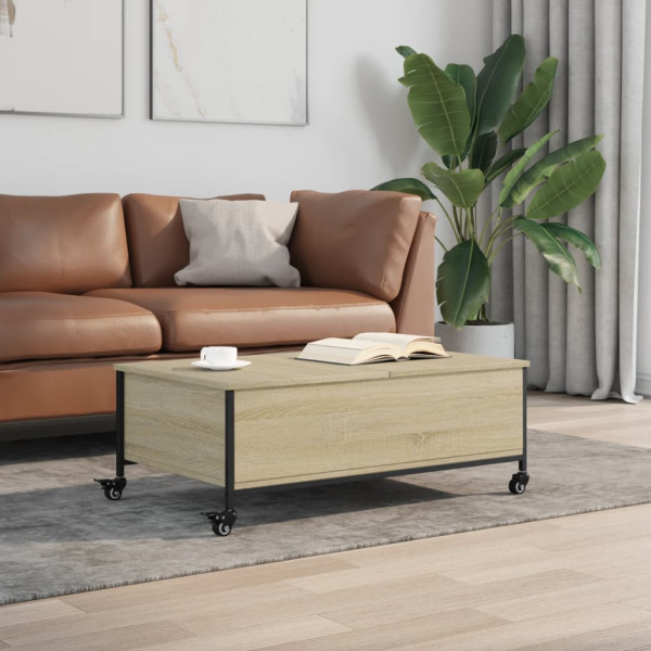 Mesa de centro con ruedas madera ingeniería Sonoma 91x55x34 cm M 3