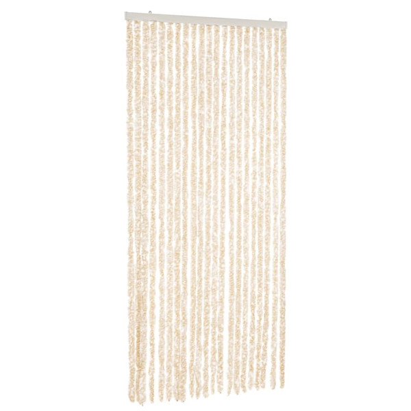 Cortina anti-insetos 90x220 cm chenille bege e branco M 2