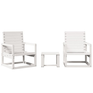 Juego de muebles de jardín 3 pzas madera maciza de pino blanco H