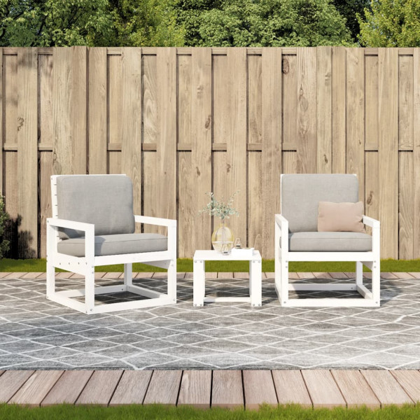 Juego de muebles de jardín 3 pzas madera maciza de pino blanco M 3