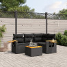Set de muebles de jardín 5 pzas y cojines ratán sintético negro 1