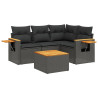 Set de muebles de jardín 5 pzas y cojines ratán sintético negro 2